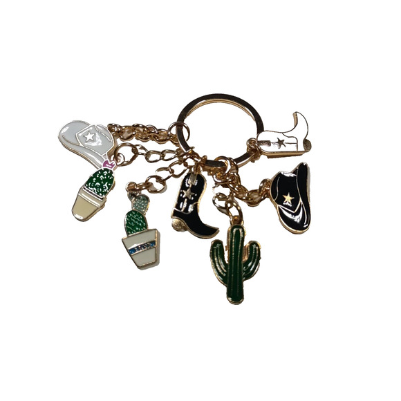 Texas Dangle Keychain Charms Cactus Boots Hats - Picture 1 of 3